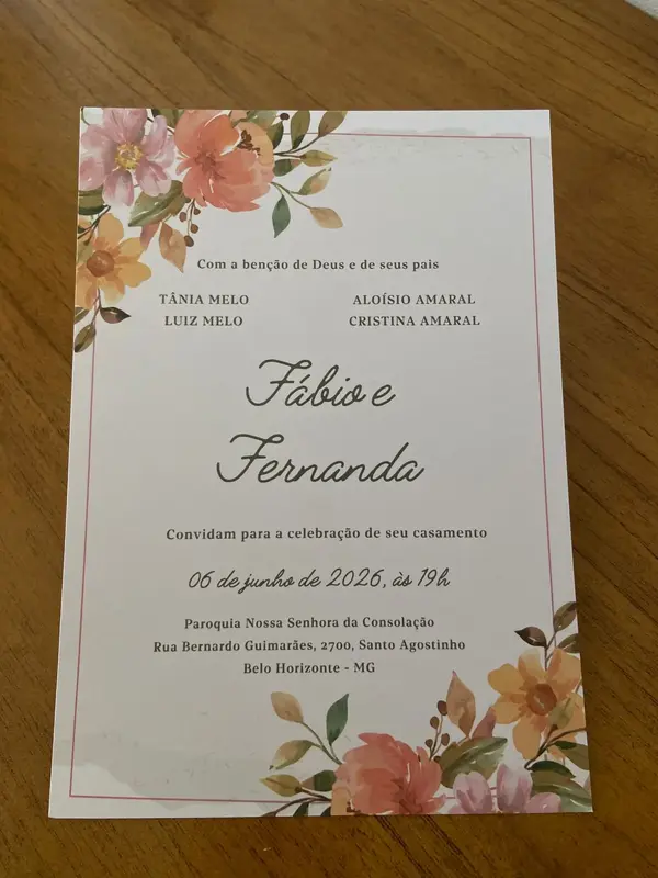 Encarte Convite de Casamento Romântico