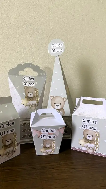 Caixinhas Bebê Ursinho - Kit Pegue e Monte